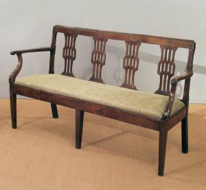 Antique French cherry wood settee