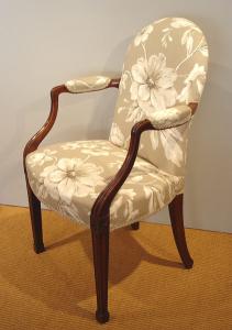 Georgian mahogany armchair / Antique upholsered armchair
