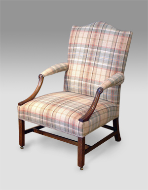 Georgian mahogany gainsborough armchair / antique library chair