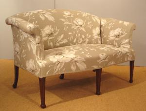 Nineteenth century mahogany settee / small antique two seat sofa