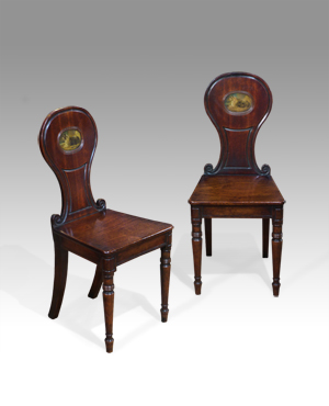 Pair of antique hall chairs