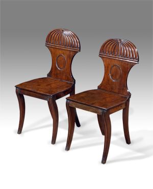 Pair of antique hall chairs