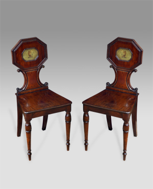 Pair of antique hall chairs