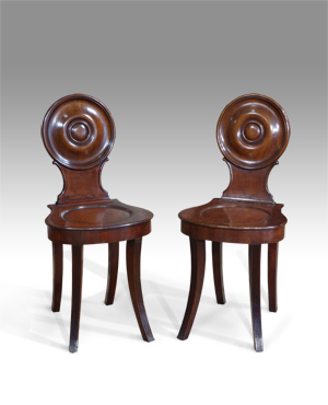 Pair of antique hall chairs
