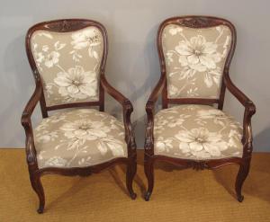 Pair of antique open armchairs