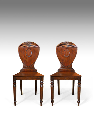 Pair of Georgian hall chairs