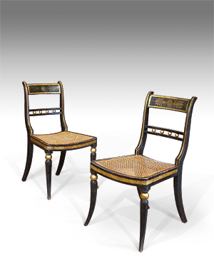 Pair of painted Regency chairs