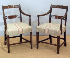 Pair of Regency mahogany carver chairs