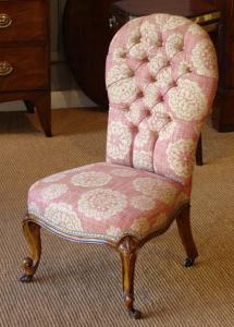 Small antique walnut button back chair