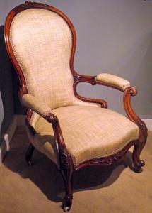 Victorian walnut upholstered armchair